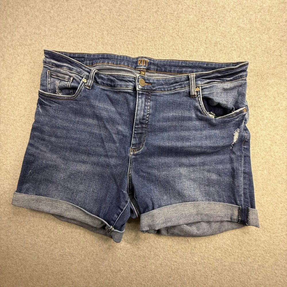 KUT from the Kloth Denim Shorts Womens 22W Blue Excellent Distressed Cuffed Jean